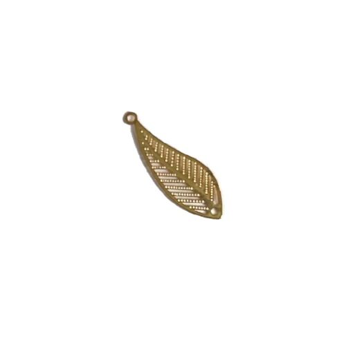 Filigraan hanger, blaadje 24x8mm, DQ Goud